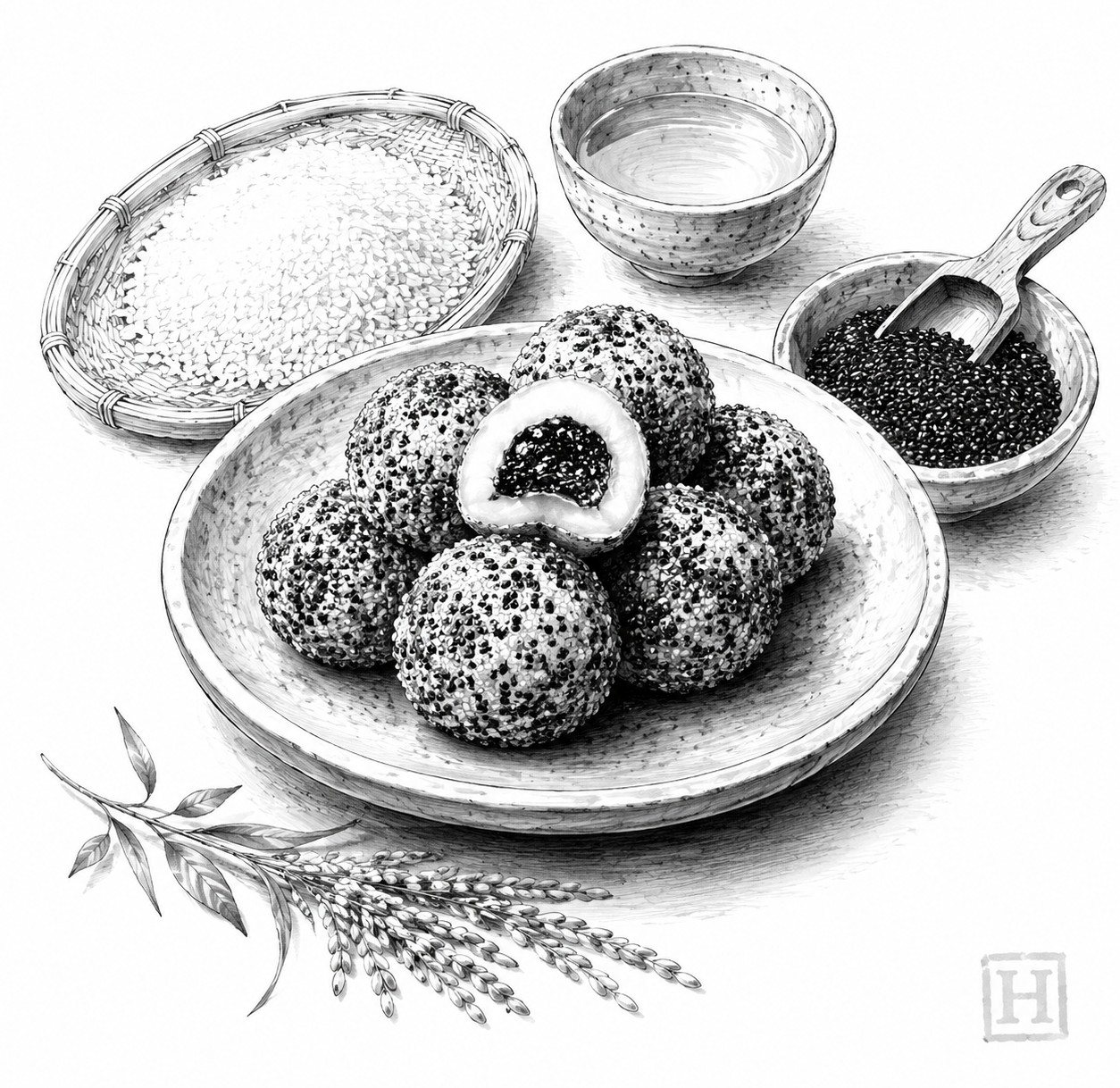 Boulettes de riz gluant Lai au sésame noir